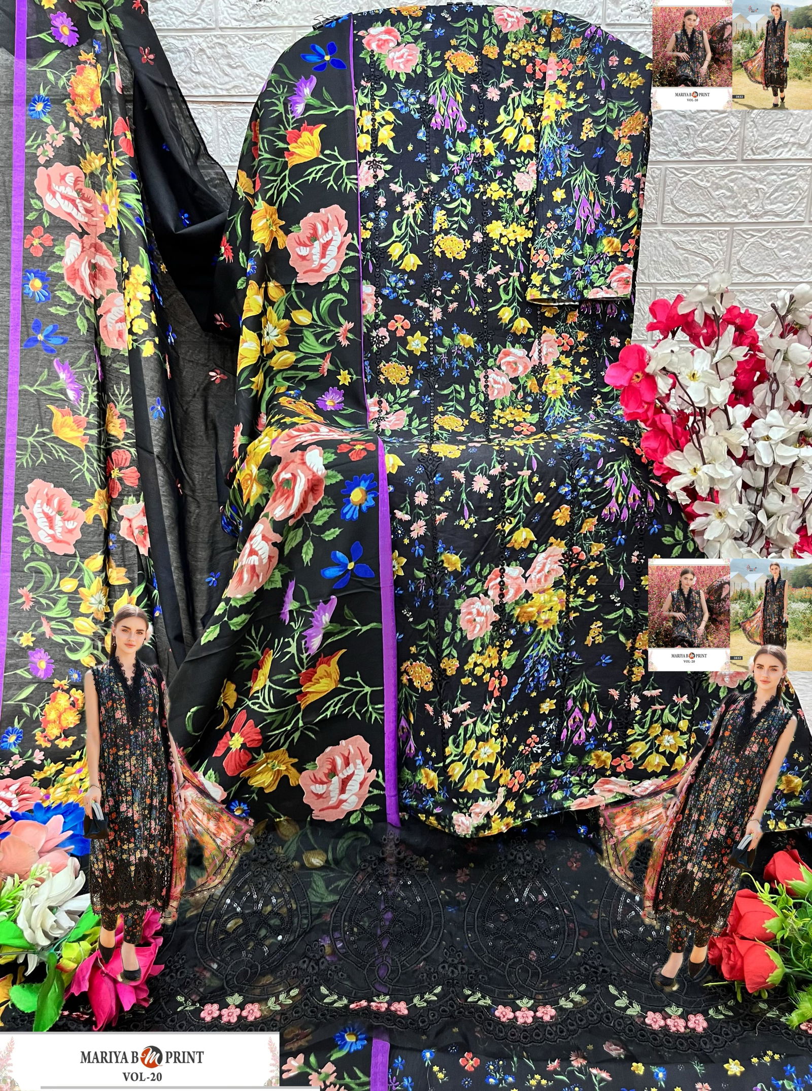 Mariya B M Print Vol 20 By Shree Embroidery Cotton Pakistani Suits Online Wholesale
